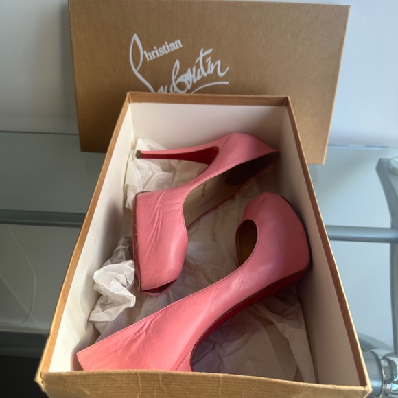 Louboutin pink peep-toe covered pumps, size 38 with box - Picture 3 of 12